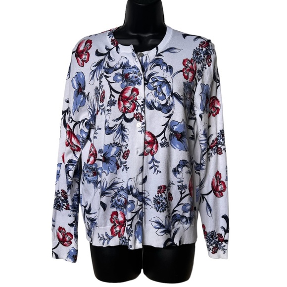 Karen Scott Petites Floral cardigan Sweater size XLP - Picture 1 of 6